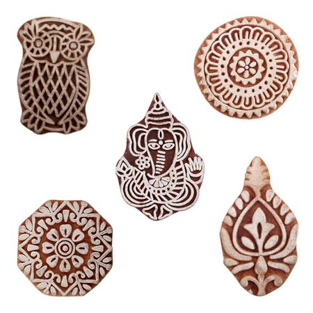 Set of 5 Piece New Mix Wooden Printing Blocks